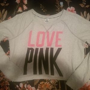 TWO Victoria's Secret PINK cropped sweatshirts